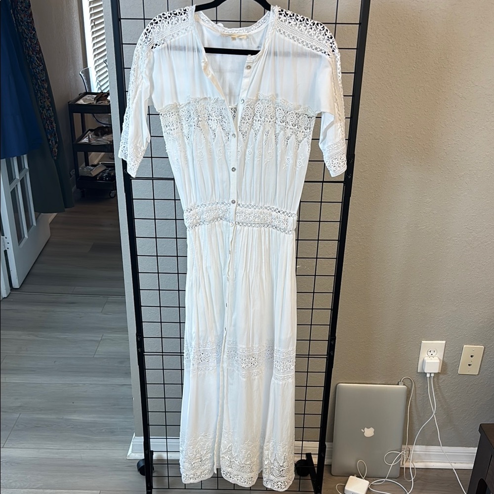 LoveShackFancy Ivory Lace Long Sleeve Dress